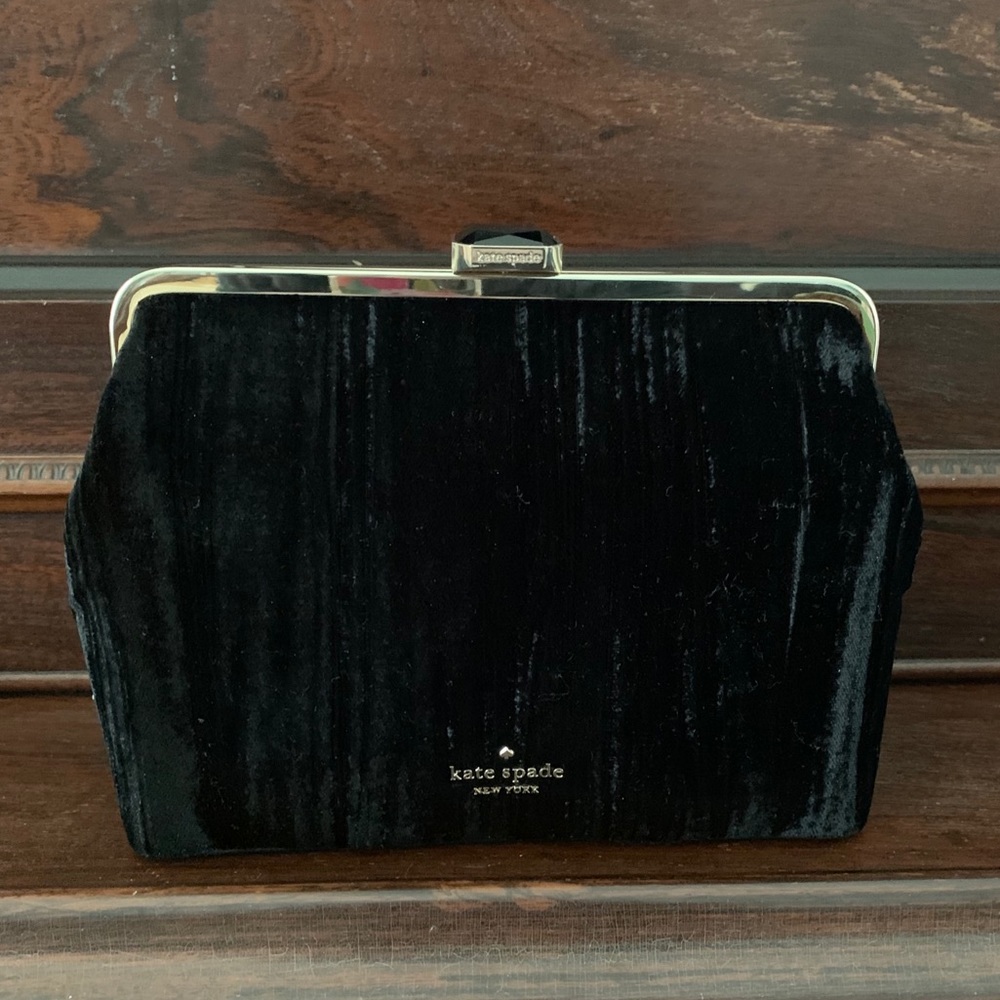 NWT Kate Spade Black Velvet Evening Bag